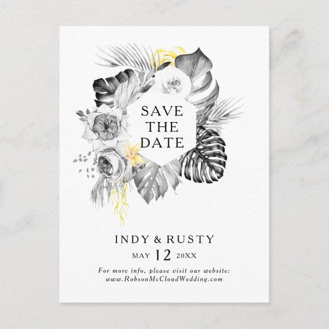 Modern Tropical Save The Date Postcard (Front)