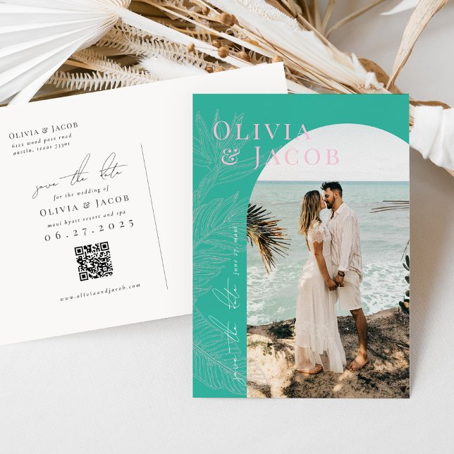 Modern Tropical Save the Date Postcard (Creator Uploaded)