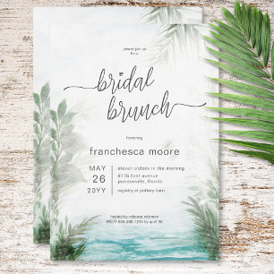 Modern Tropical Sea & Palms Bridal Brunch Invitation