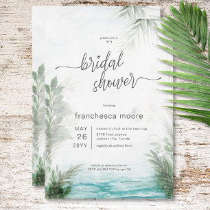 Modern Tropical Sea & Palms Bridal Shower Invitation