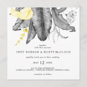 Modern Tropical Square Wedding Invitation
