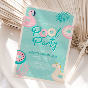 Modern Tropical Summer Pool Party Invitation