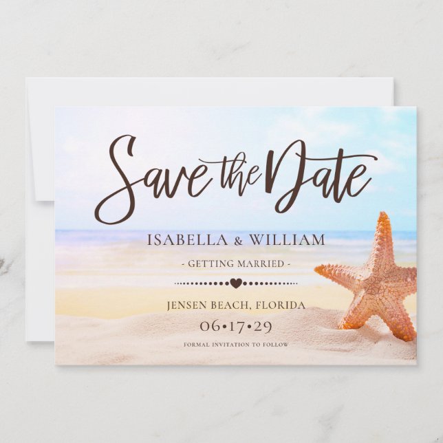 Modern Tropical Summer Starfish Wedding Save The D Save The Date (Front)