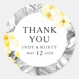Modern Tropical Thank You Wedding Favour Sticker