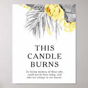 Modern Tropical This Candle Burns Wedding Sign