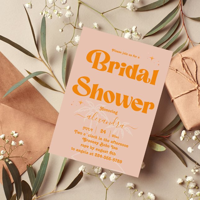 Modern Tropical Vibrant Orange Wedding Invitation (Creator Uploaded)
