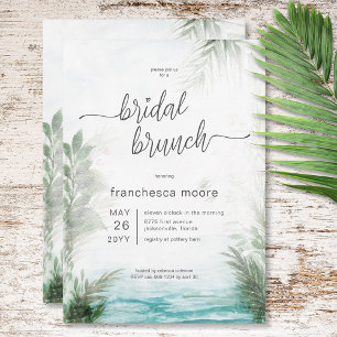 Modern Tropical Water & Palms Bridal Brunch Invitation