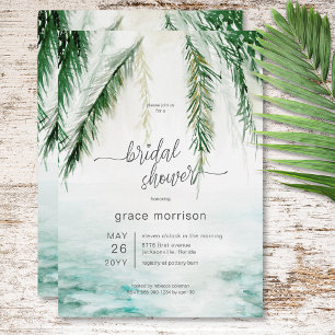 Modern Tropical Water & Palms Bridal Shower Invitation