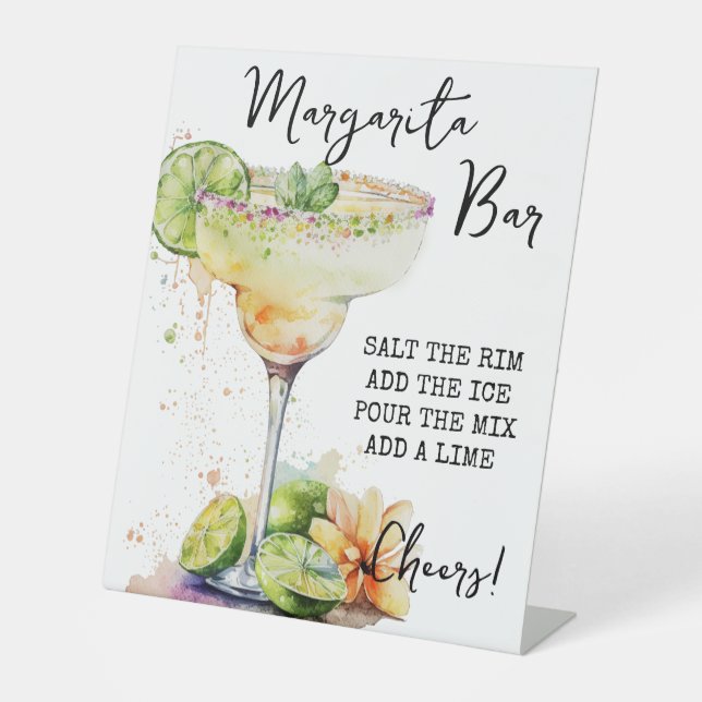 Modern Tropical Watercolor Margarita Bar Sign (Front)
