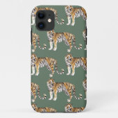 Modern Tropical Watercolor Tigers Wild Pattern Case-Mate iPhone Case (Back)