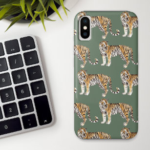 Modern Tropical Watercolor Tigers Wild Pattern iPhone 15 Mini Case