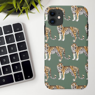 Modern Tropical Watercolor Tigers Wild Pattern iPhone 15 Mini Case