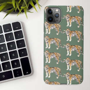 Modern Tropical Watercolor Tigers Wild Pattern iPhone 11Pro Max Case
