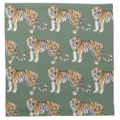Modern Tropical Watercolor Tigers Wild Pattern Napkin (Front)