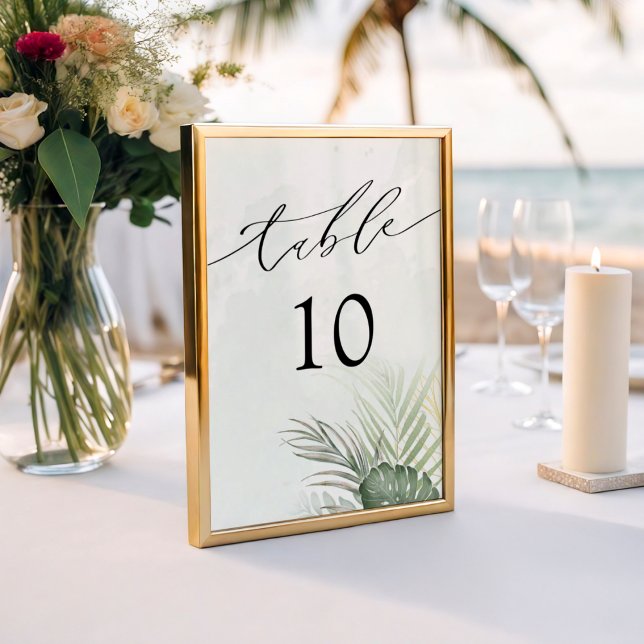 Modern Tropical Watercolor Wedding Table Number (Creator Uploaded)