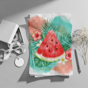 Modern Tropical Watermelon & Hibiscus Watercolor Tissue Paper
