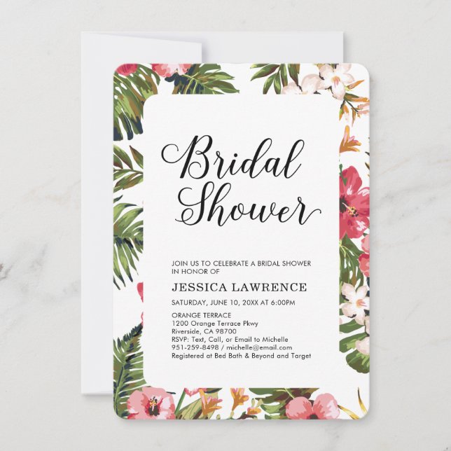Modern Tropical Wedding Bridal Shower Invitation (Front)