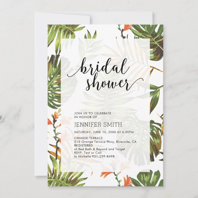 Modern Tropical Wedding Bridal Shower Invitation (Front)