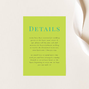 Modern Tropical Wedding Details Card