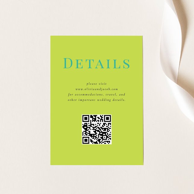 Modern Tropical Wedding Details Card with QR code (Creator Uploaded)