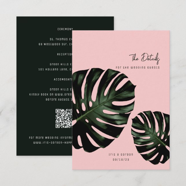 Modern Tropical Wedding Enclosure Cards (Front/Back)