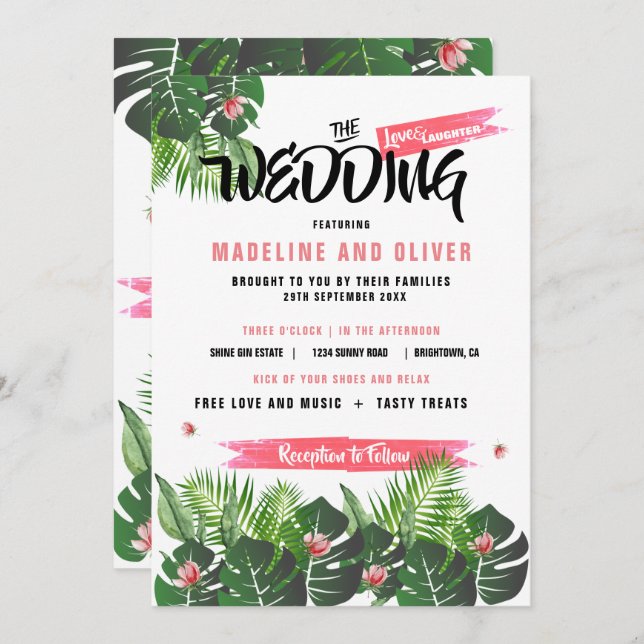 Modern Tropical Wedding  Music Festival  Event Invitation (Front/Back)