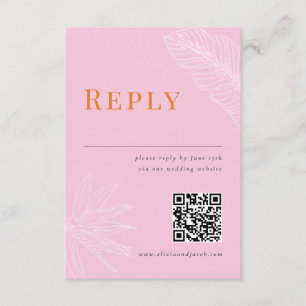 Modern Tropical Wedding RSVP Card with QR code