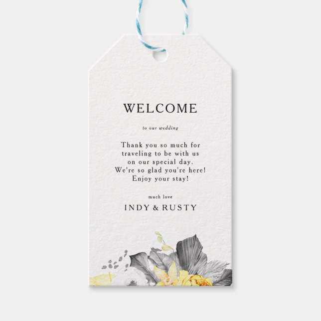 Modern Tropical Wedding Welcome Gift Tags (Front)