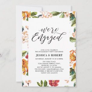Modern Tropical   "We're Engaged" Engagement Party Invitation
