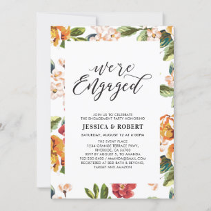 Modern Tropical "We're Engaged" Engagement Party Invitation