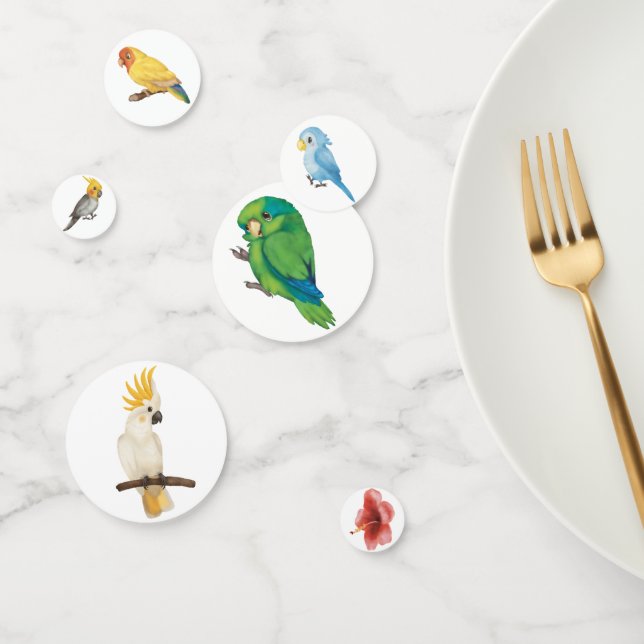 Modern Tropical Wild Exotic Parrots Party Confetti (Group)