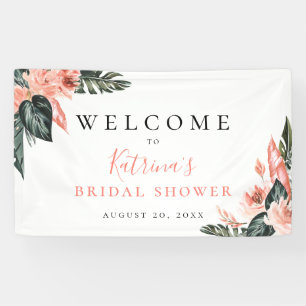 Modern Tropics Coral Pink Floral Banner
