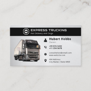 Modern Trucking Business   Black Grey Business Card