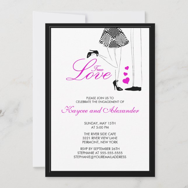 Modern True Love Couple Engagement Invitations (Front)