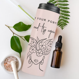 Modern Try Again Woman with Plant Personalised Thermal Tumbler