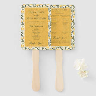 Modern Tulip Accent Backyard Wedding Program Hand Fan