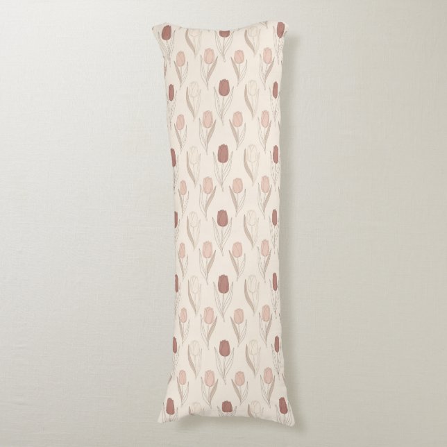 Modern Tulip Floral Pattern Body Cushion (Front Vertical)