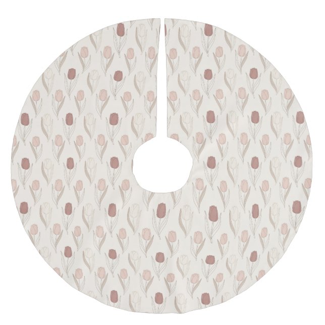 Modern Tulip Floral Pattern Brushed Polyester Tree Skirt (Front)