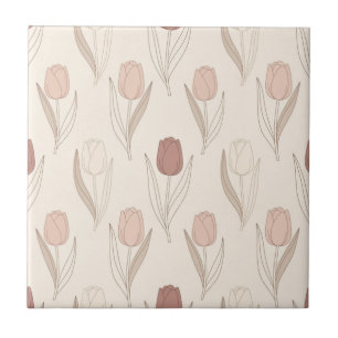 Modern Tulip Floral Pattern Ceramic Tile