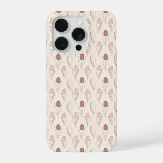 Modern Tulip Floral Pattern iPhone Case (Back)
