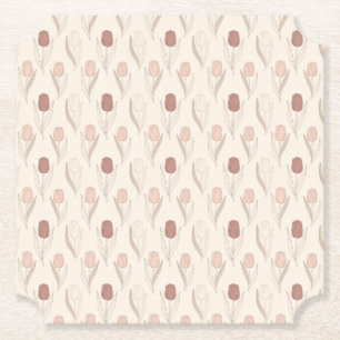 Modern Tulip Floral Pattern Paper Coaster