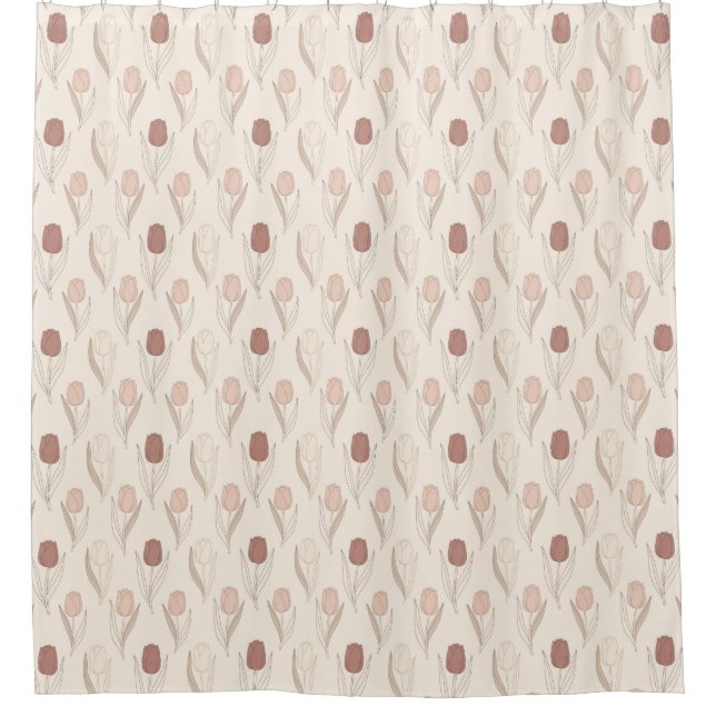Modern Tulip Floral Pattern Shower Curtain (Front)