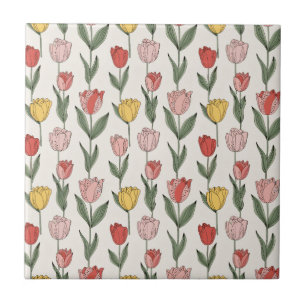 Modern Tulip Floral Pattern Soft Botanical Spring Ceramic Tile