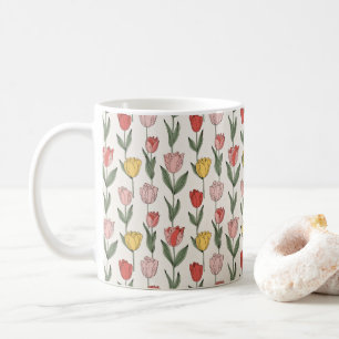 Modern Tulip Floral Pattern Soft Botanical Spring Coffee Mug