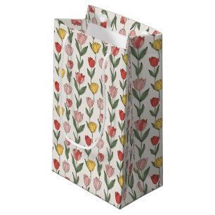 Modern Tulip Floral Pattern Soft Botanical Spring Small Gift Bag