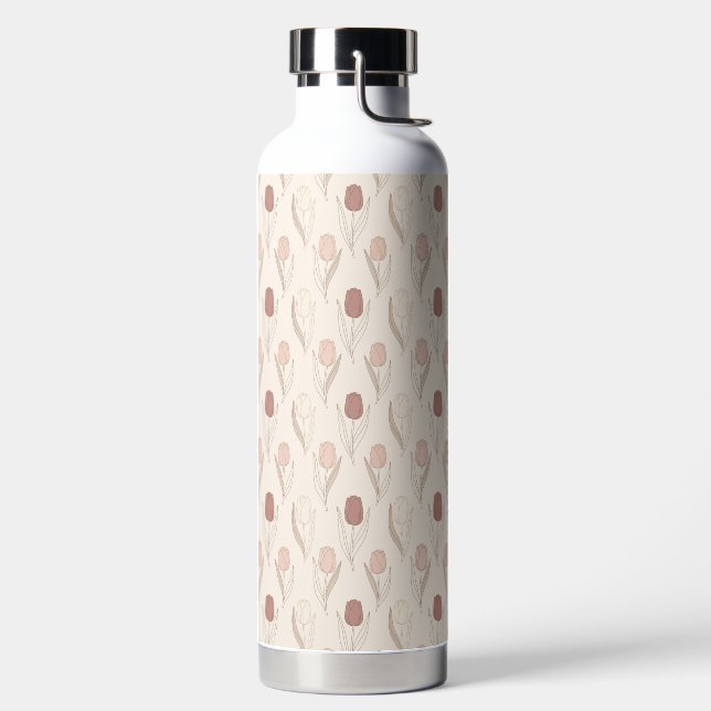 Modern Tulip Floral Pattern Water Bottle (Left)