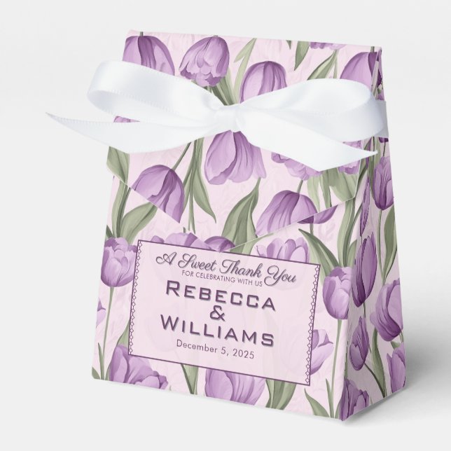 Modern Tulip Flower Greenery Wedding Favor Boxes (Front Side)