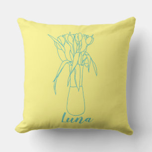 Modern Tulip Line Original  Illustration For Her  Cushion