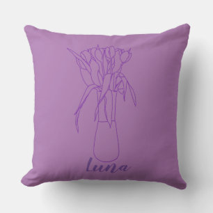 Modern Tulip Line Original Illustration For Her Cushion