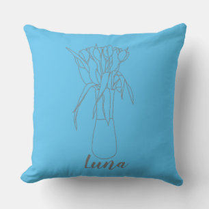 Modern Tulip Line Original Illustration For Her Cushion